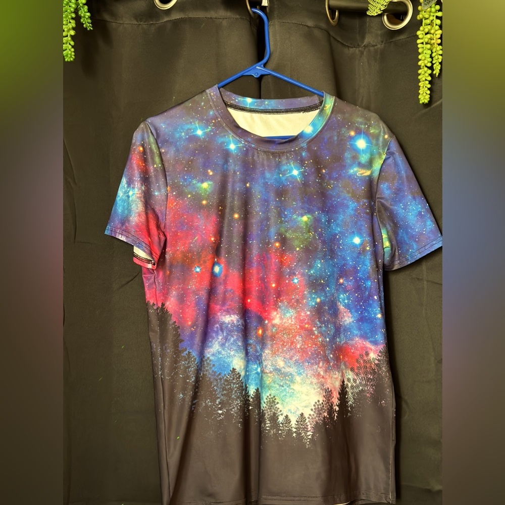 Galaxy Graphic Design with Trees - tee shirt